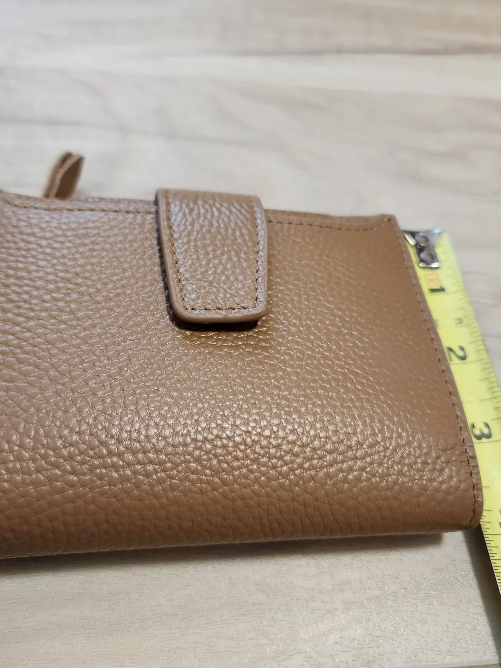 Taupe Pebbled Leather Women's Bifold Wallet Snap Closure NWT